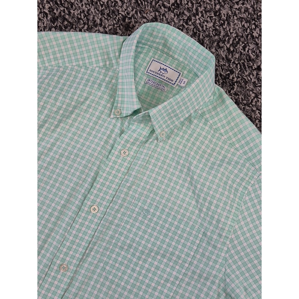 Southern Tide Intercoastal Shirt Mens Small Plaid Short Sleeve Fishing